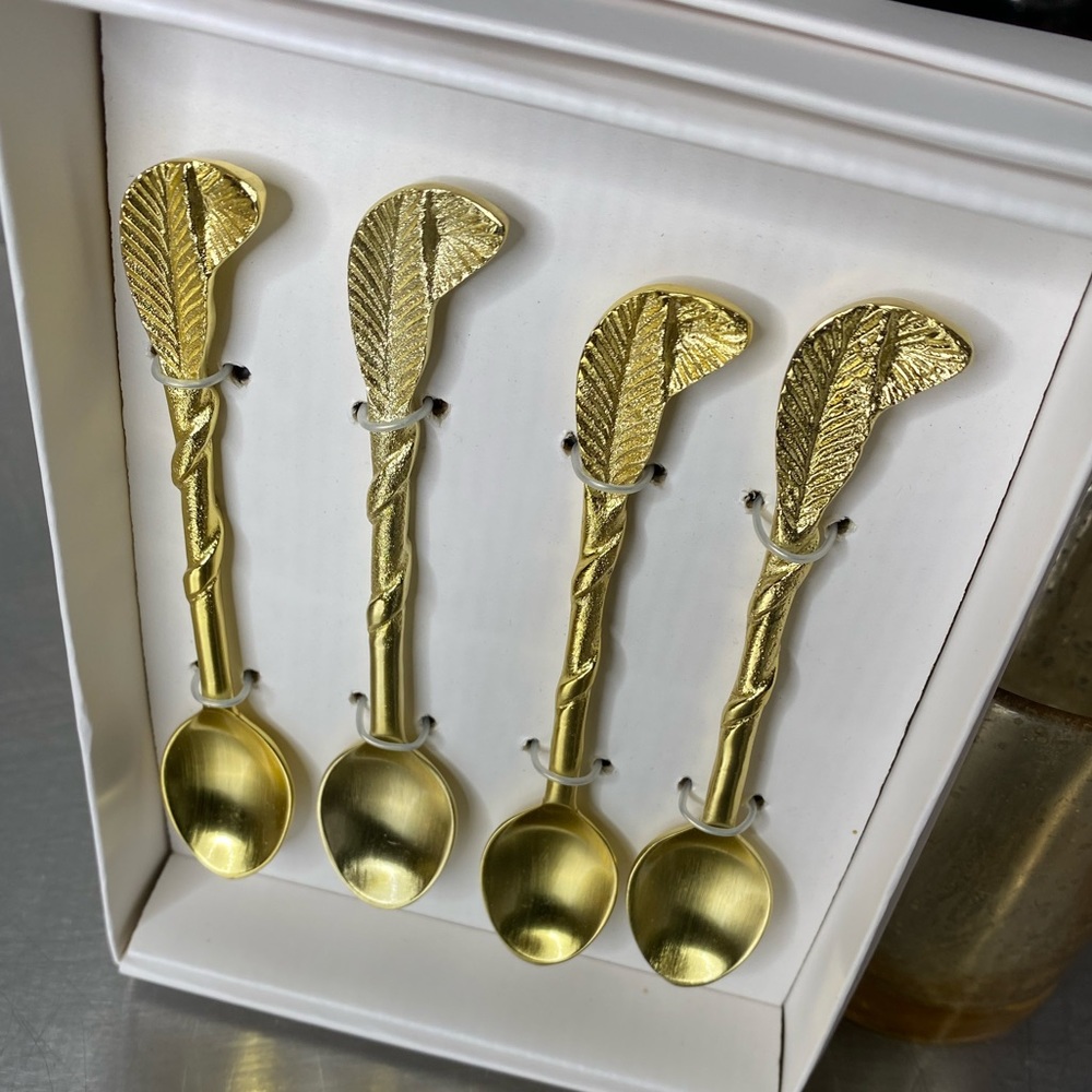 Set of 4 Gold Tea Spoons